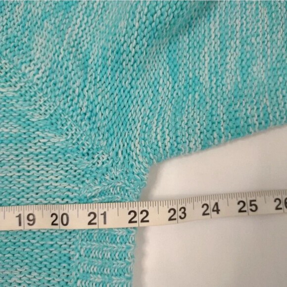 JohnPaulRichard Sweater Oversized Turquoise and White Pullover Sweater s… - Picture 7 of 12